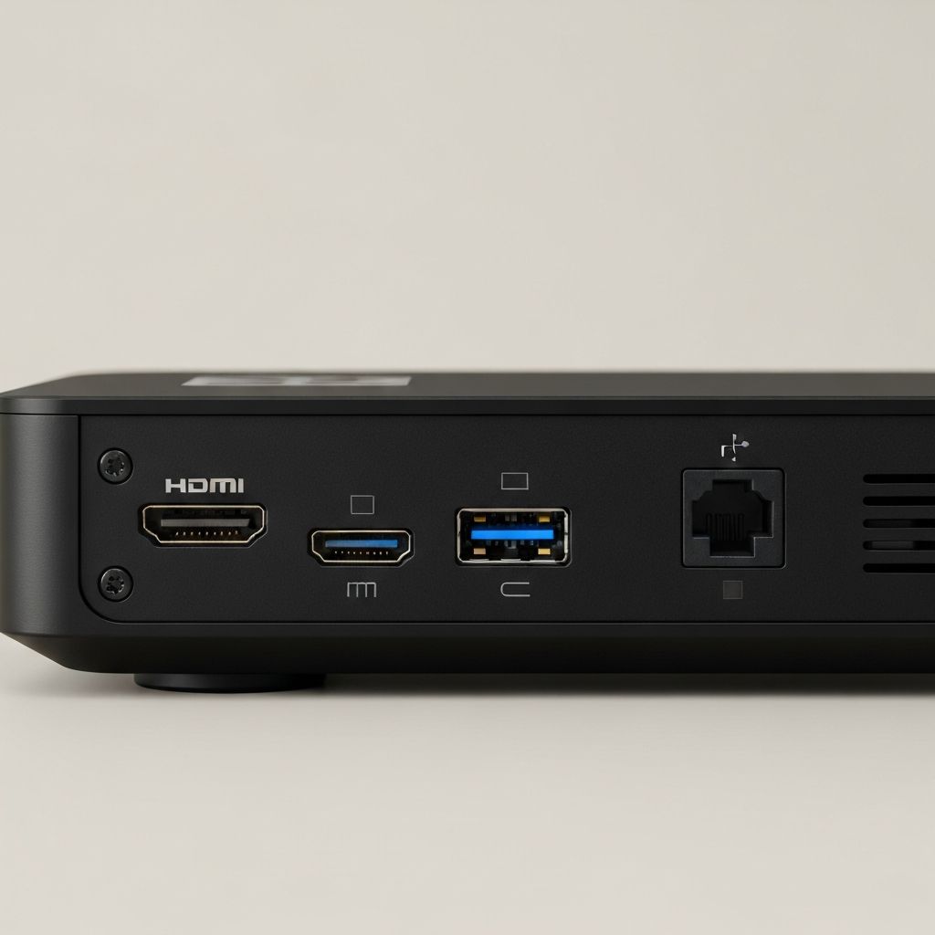 Rear connectivity ports of The Aevon